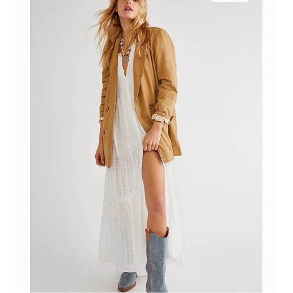 FREE PEOPLE maxi tired white Edie dress button down sz small - Picture 10 of 16